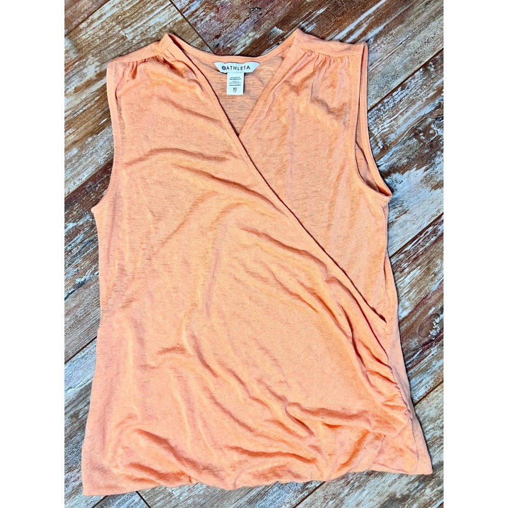 Athleta Breezy Wrap Tank Top XS Peach Sleeveless Modal Blend Lightweight